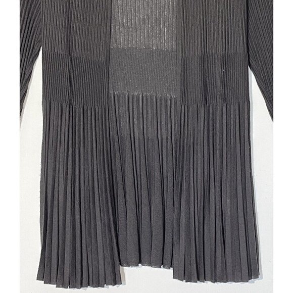 Eileen Fisher Gray Pleated Knit Long Sleeve Casual Open Front Cardigan - Picture 10 of 13
